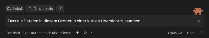 Das Eingabefeld unten in der Desktop-App, in das die Aufgabe in Alltagssprache getippt wird